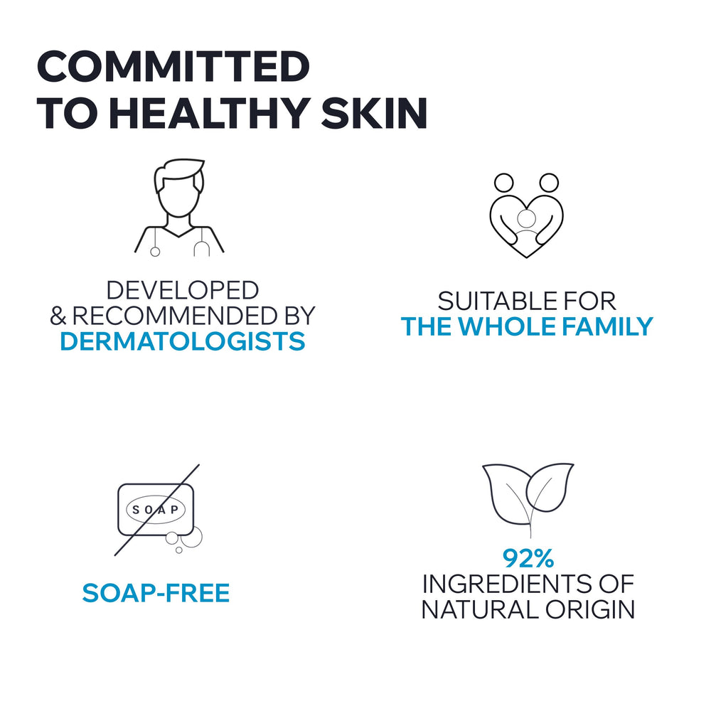 Uriage Face and Body Cleanser shown as 2-in-1 solution for many uses.