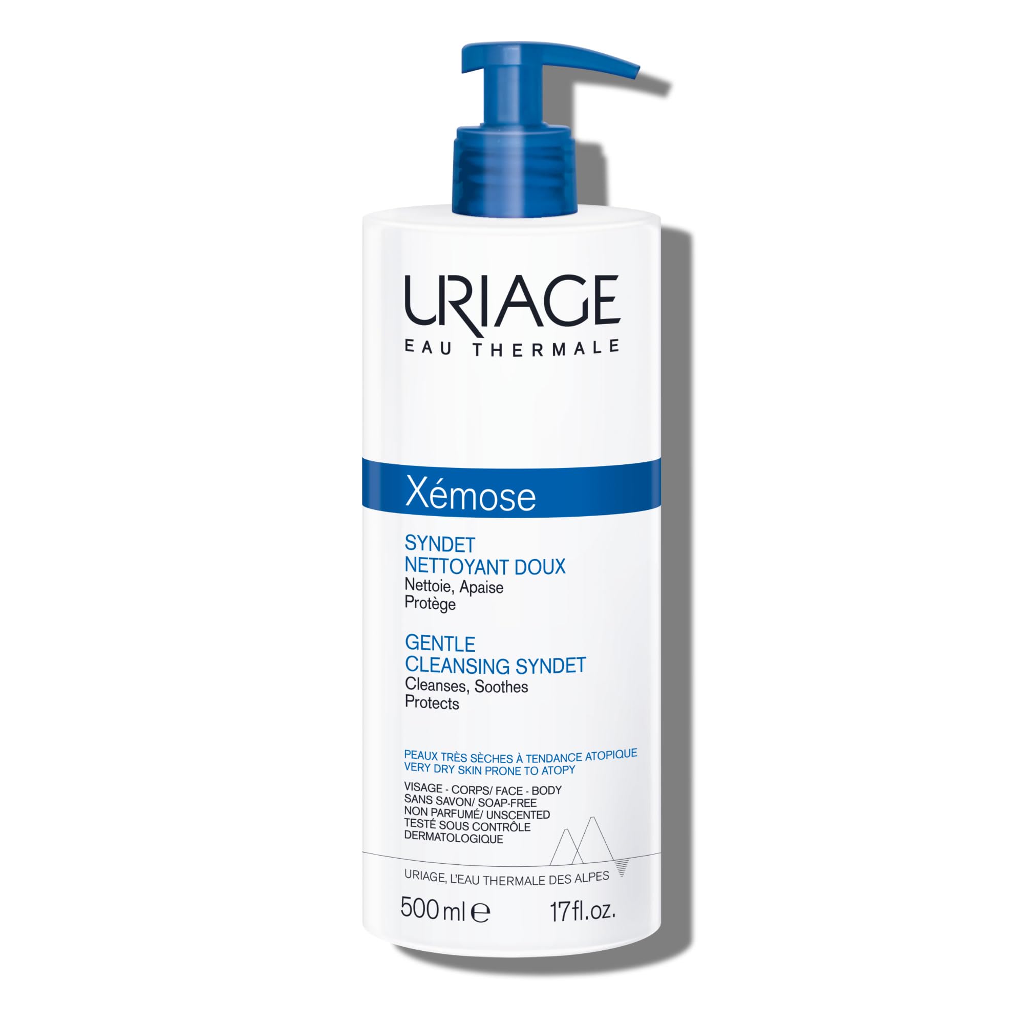 Uriage Xemose bottle foam cleanser for gentle daily cleansing of dry skin.