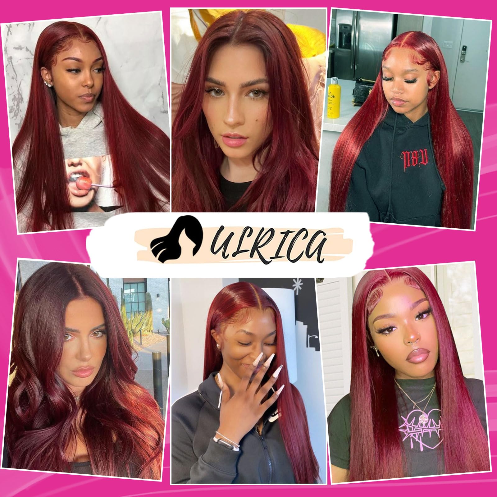 ULRICA 99J wig styling options from straight to curled looks with pre-plucked hairline