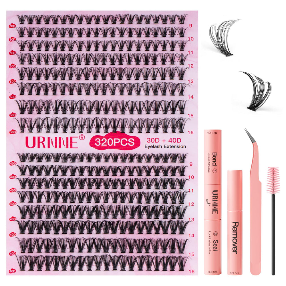 URNNE DIY lash kit with 9-16mm mix lashes for at-home customization.