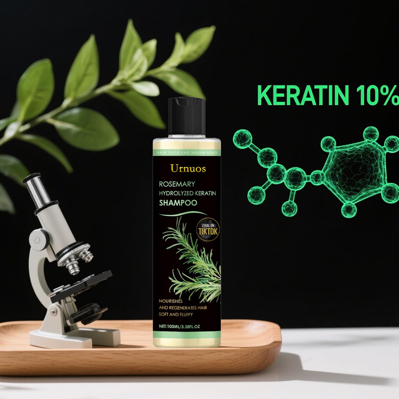 Urnuos Rosemary Biotin Shampoo thinning-hair scene promoting fuller-looking strands