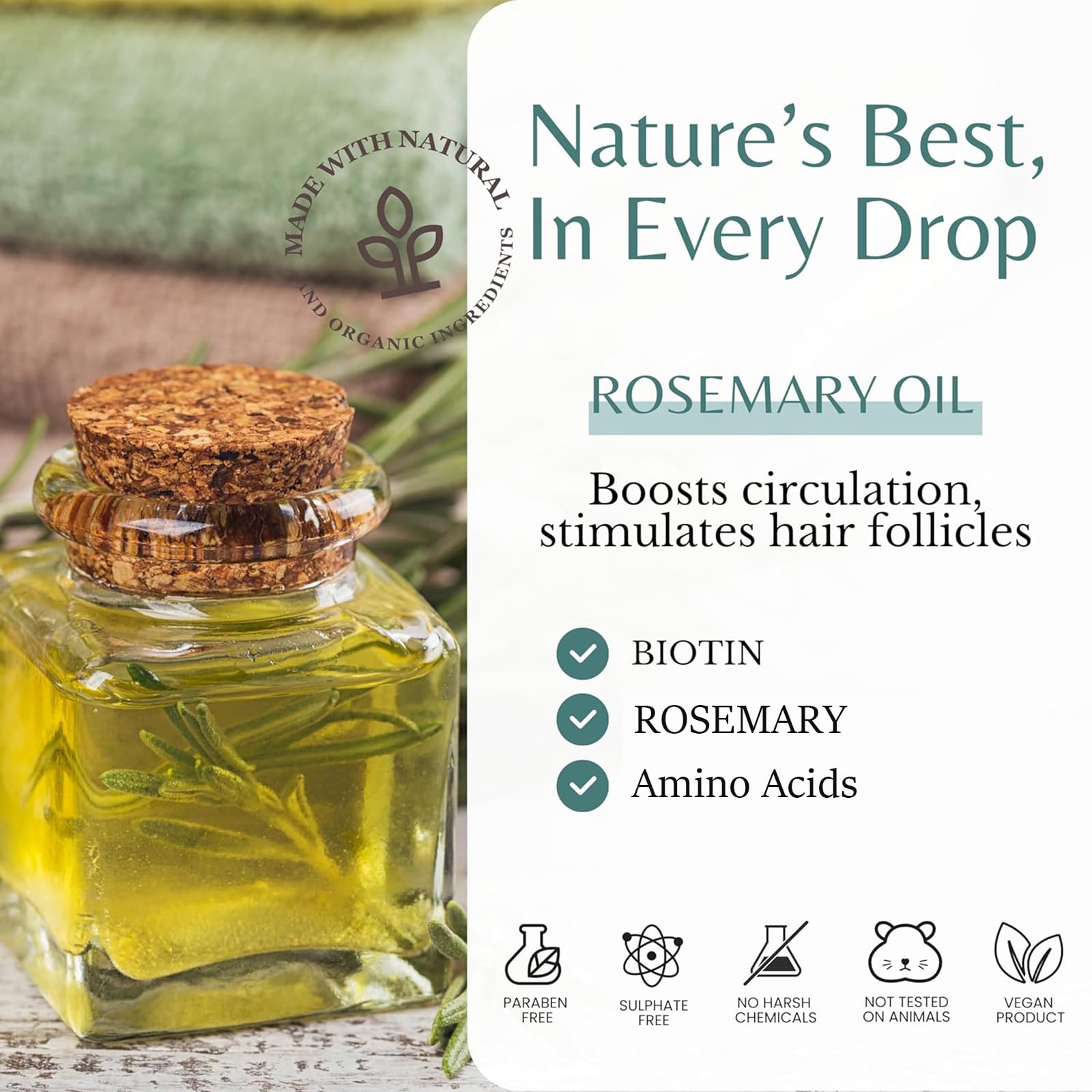 Urnuos Rosemary Shampoo enhances hair strands for natural shine