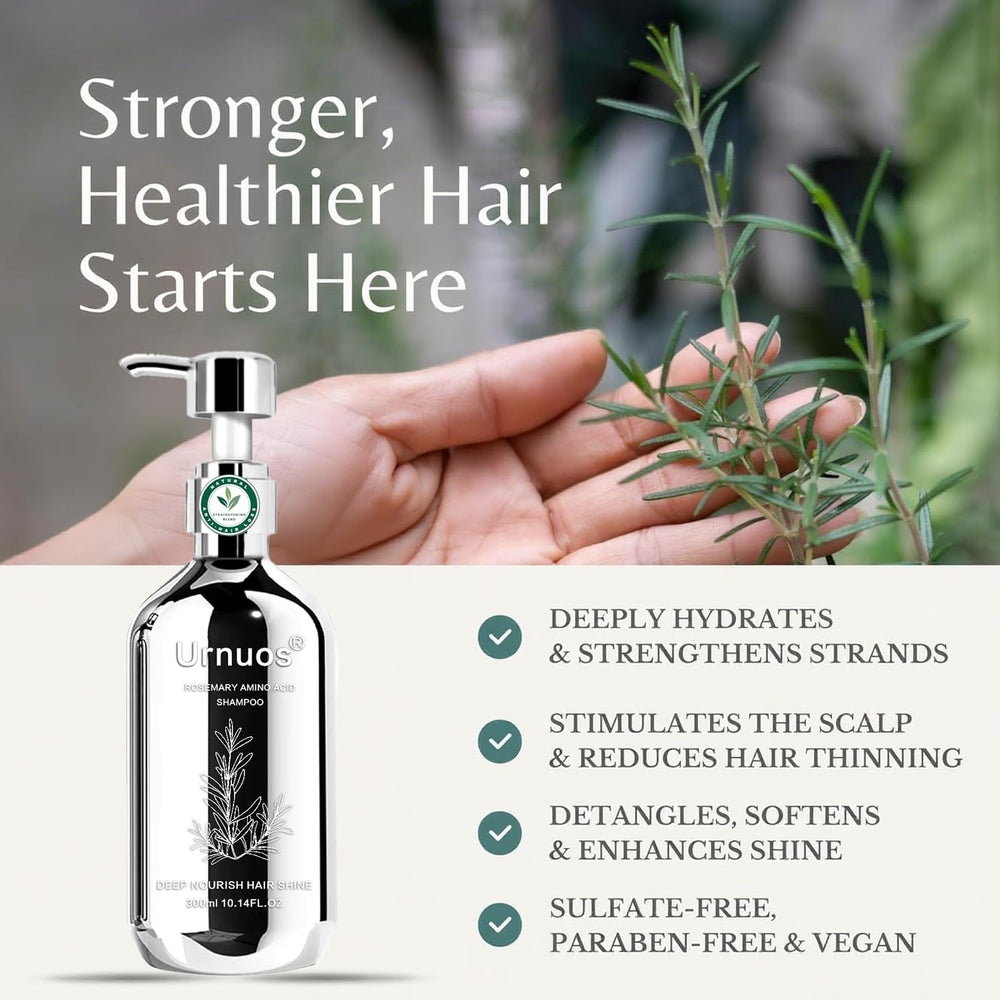 Urnuos Rosemary Shampoo foam demonstrates rich lather for cleansing