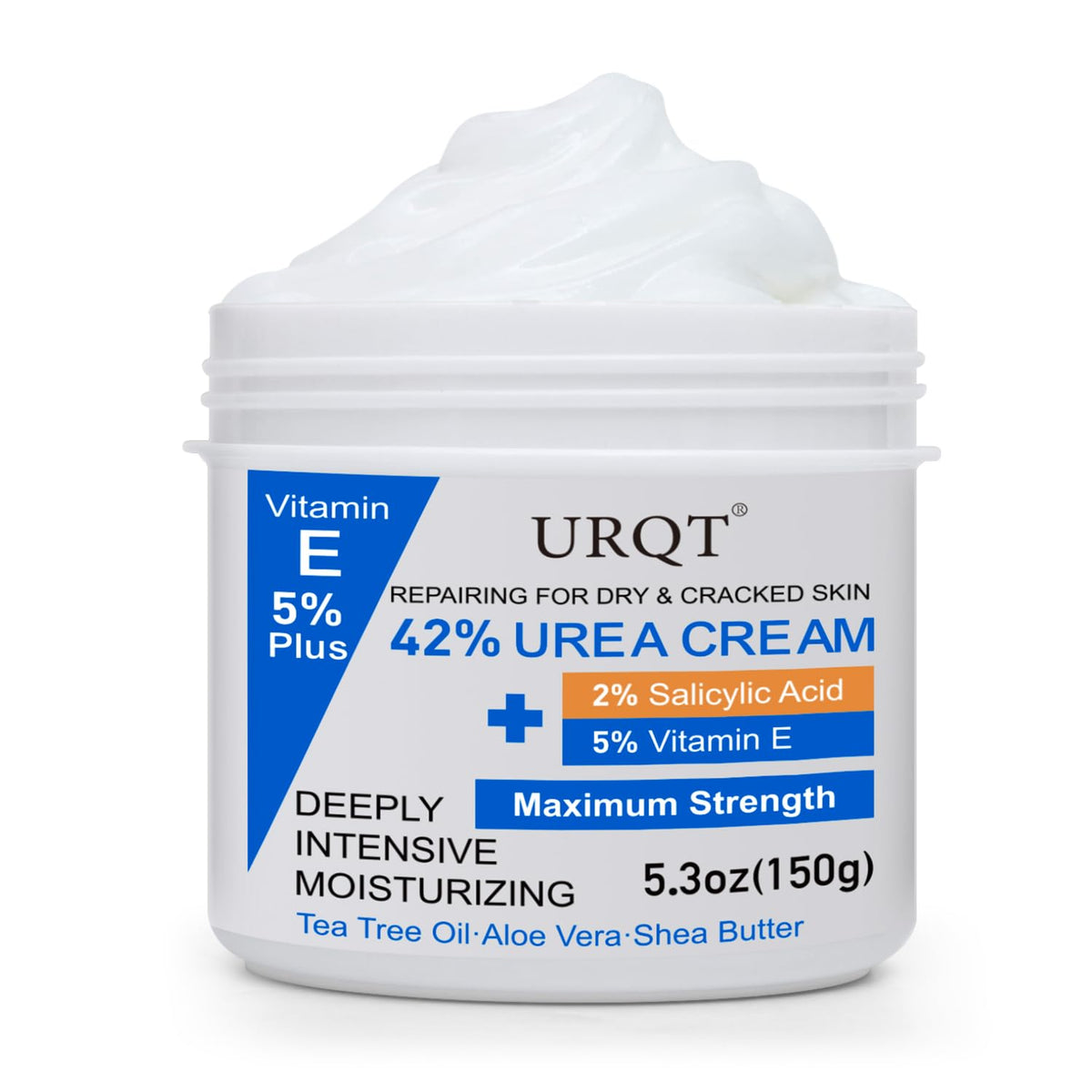 URQT 42% Urea Cream foot application for deep hydration and smoother skin.