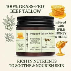 URQT beef tallow texture closeup of creamy, quick-absorbing balm