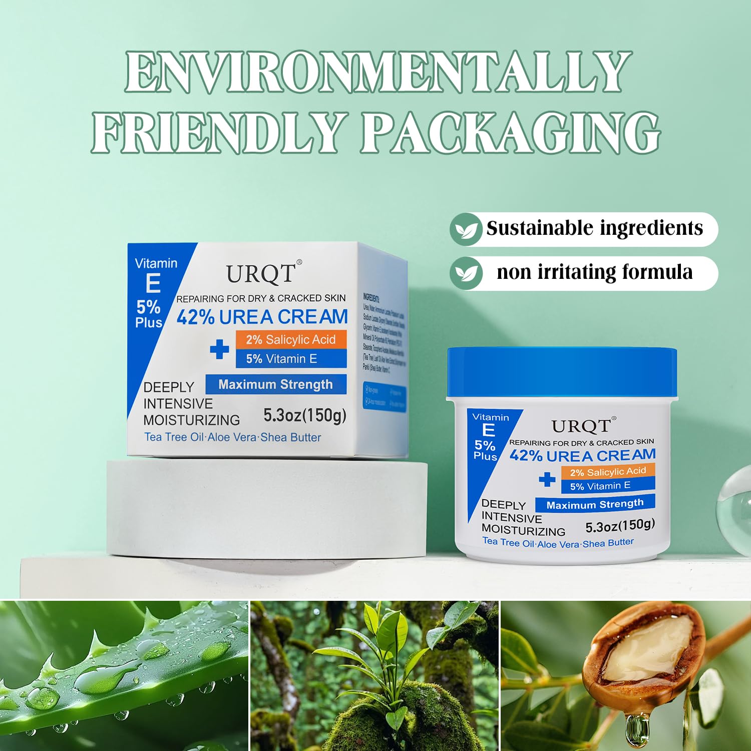 URQT Urea Cream texture close-up highlighting rich, moisturising cream.