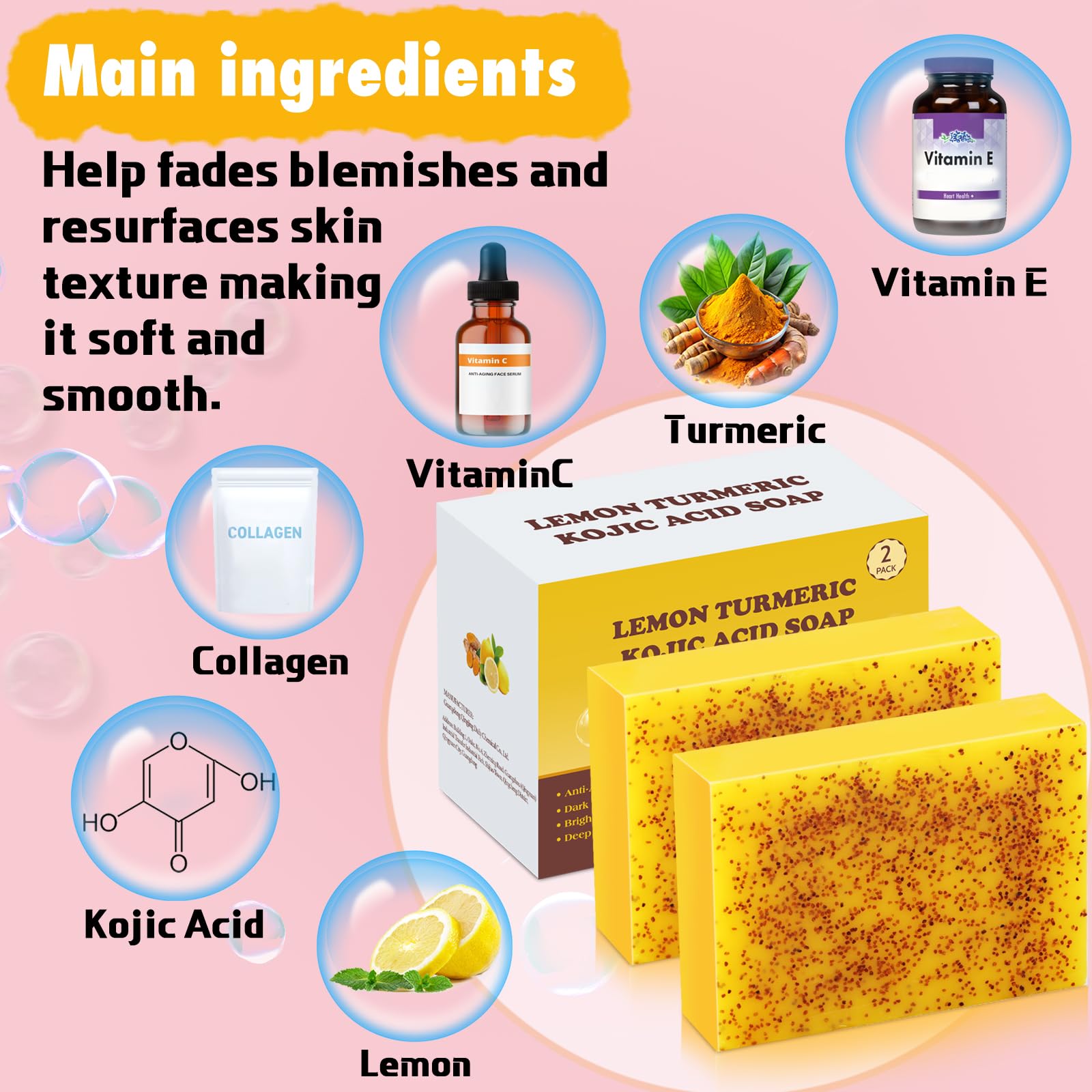 Urrznp lemon-turmeric soap bar in mesh bag ready for daily cleansing