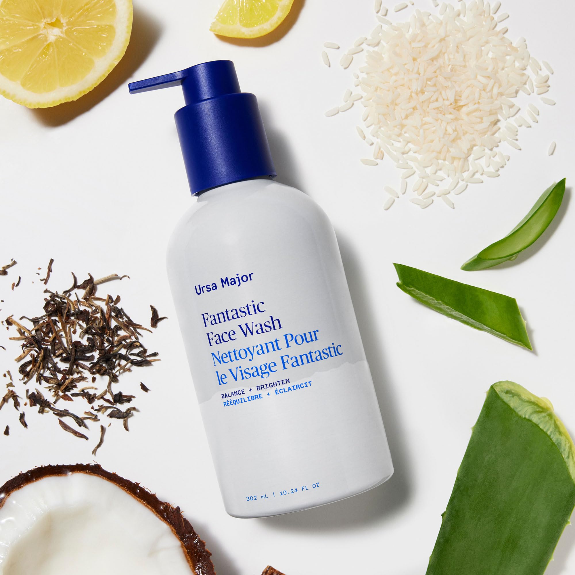 Ursa Major Fantastic Face Wash includes AHA exfoliation for subtle refinement.