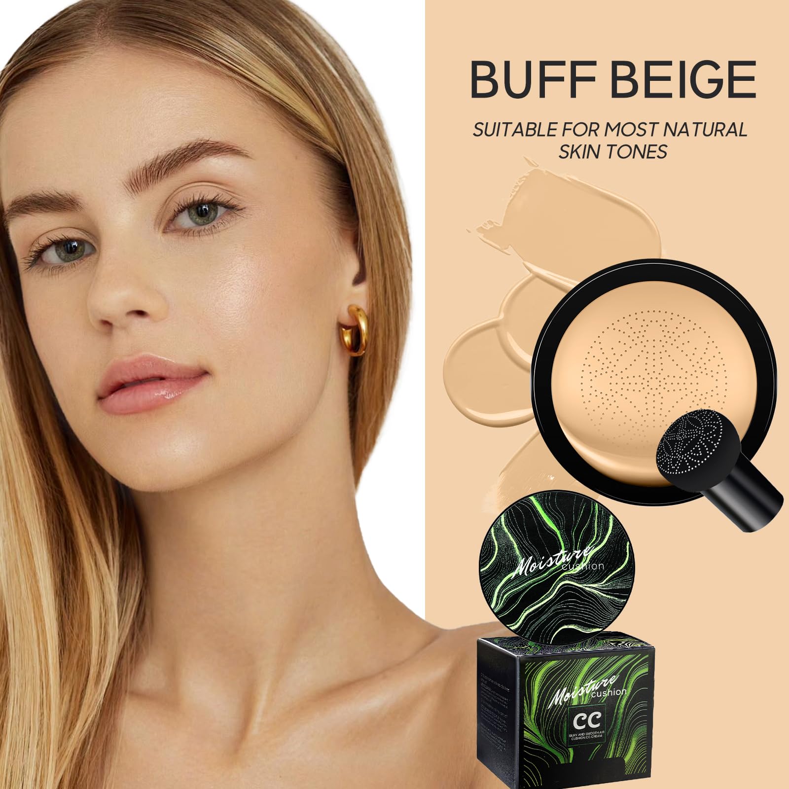 Ursoulney air cushion application closeup shows smooth, breathable coverage for daily wear.