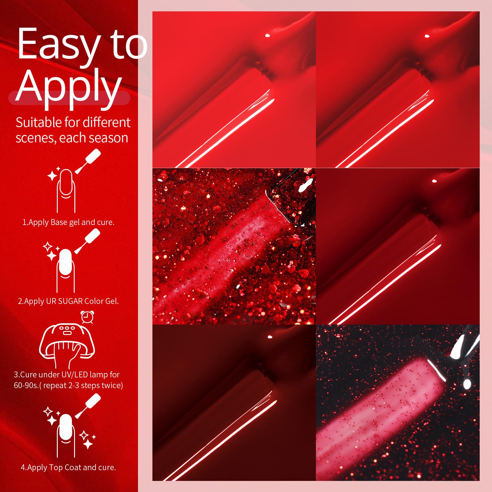 UR SUGAR bloody red bottle for dramatic holiday or date-night nails.