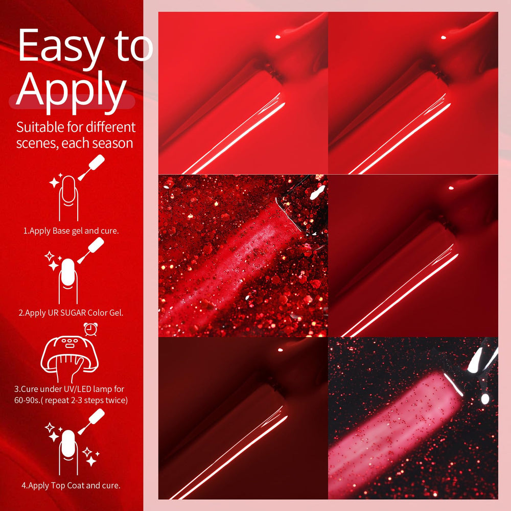 UR SUGAR bloody red bottle for dramatic holiday or date-night nails.