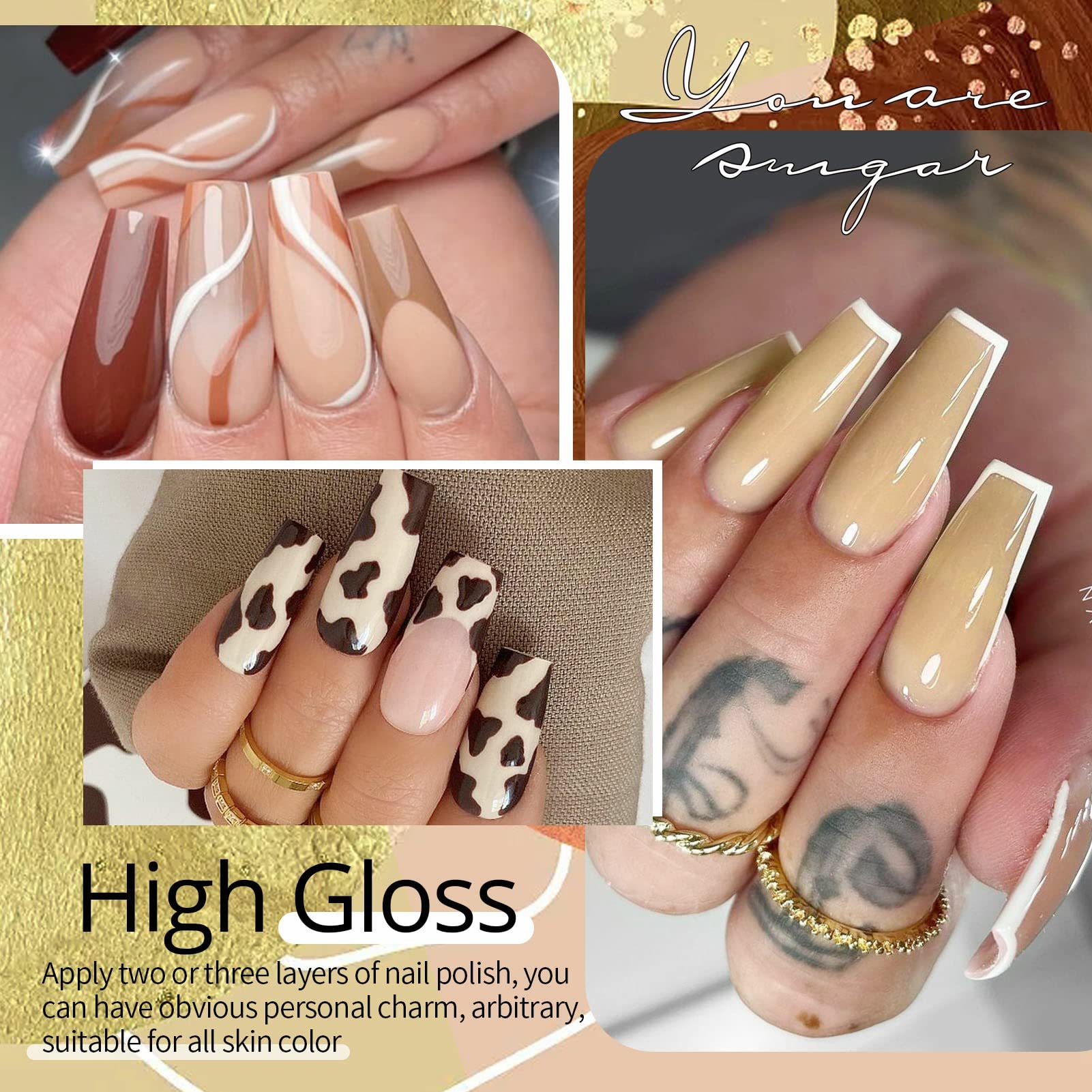 UR SUGAR set displayed with bottles to showcase versatile nail art options.
