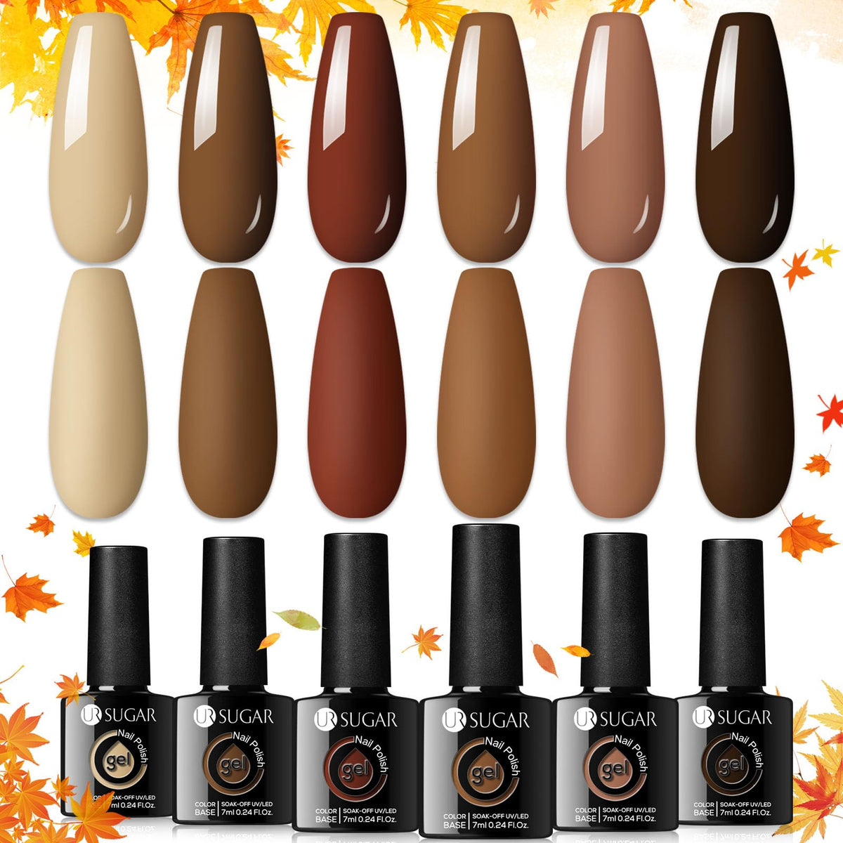 UR SUGAR Brown Gel Nail Polish Set packaging, ready for gifting this season.