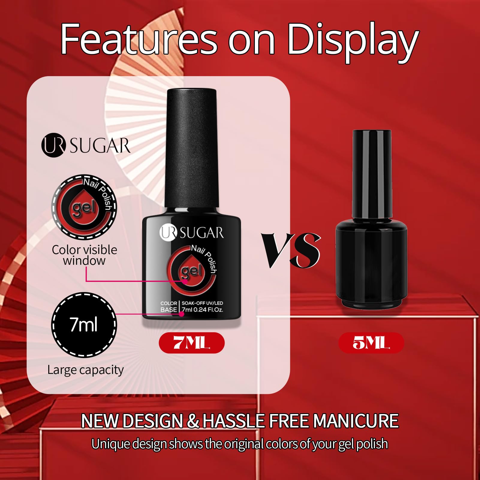 UR SUGAR clear bottle demonstrates smooth application and glossy shine.