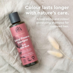 Urtekram Colour Preserve Wild Rose foam demonstrates gentle cleansing and color care.