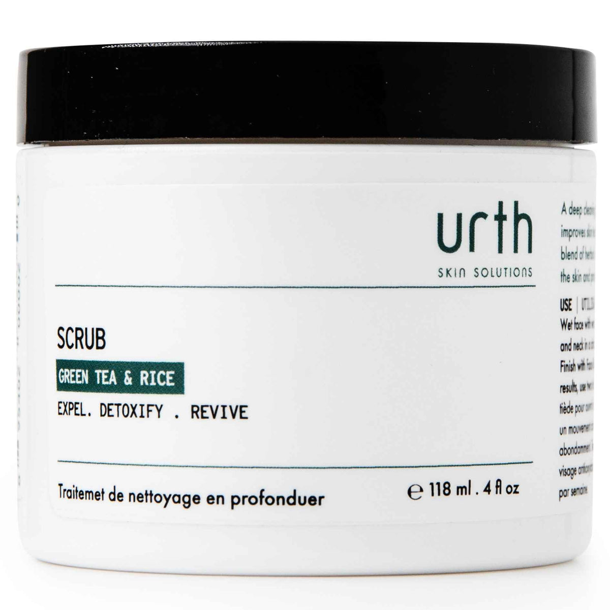 Urth Skin Solutions for Men Exfoliating Scrub closeup on green tea rice texture for deep cleansing
