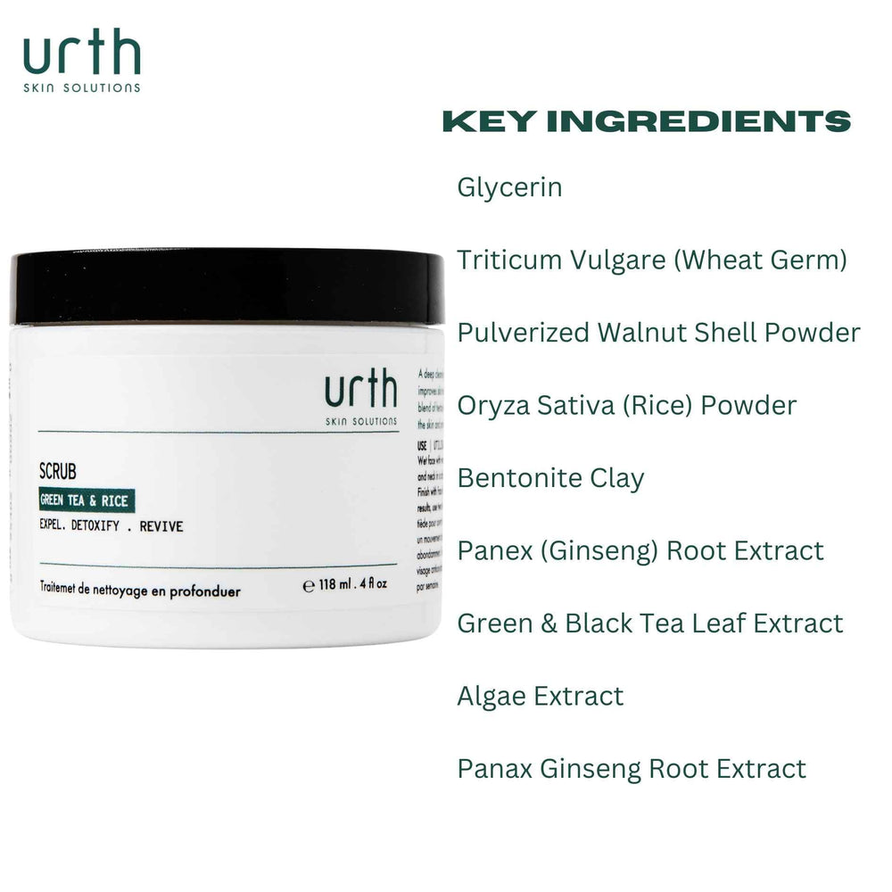 Closeup of walnut shell powder and rice granules highlighting exfoliating texture