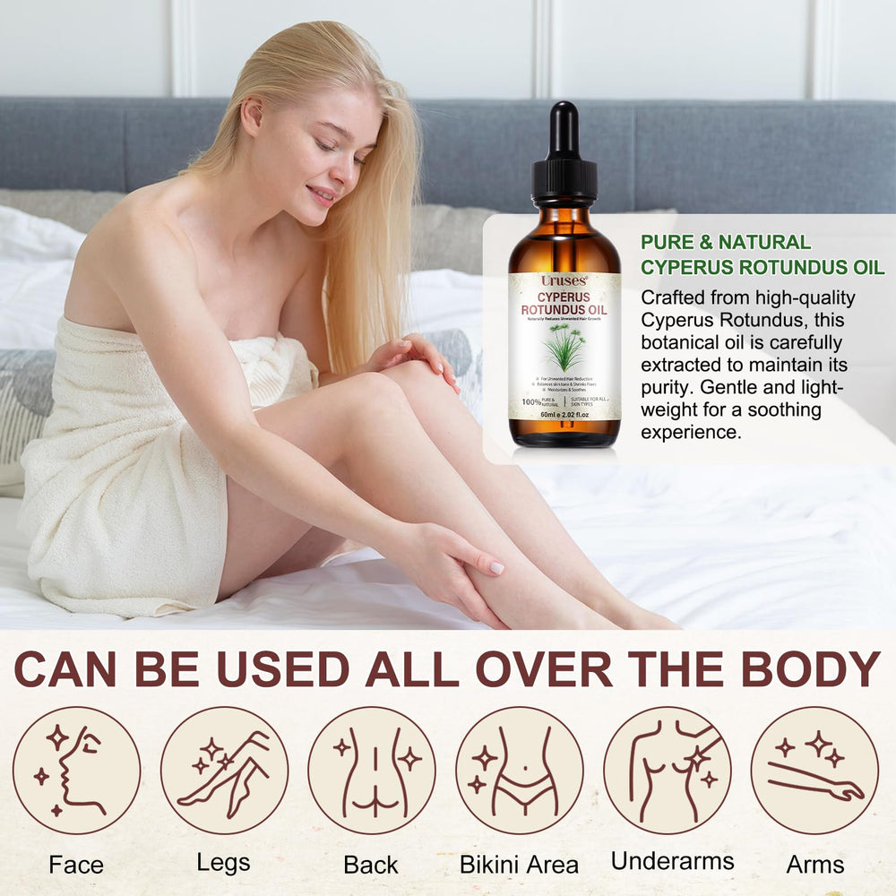 Uruses Cyperus Rotundus Oil on legs for smoother, hydrated skin