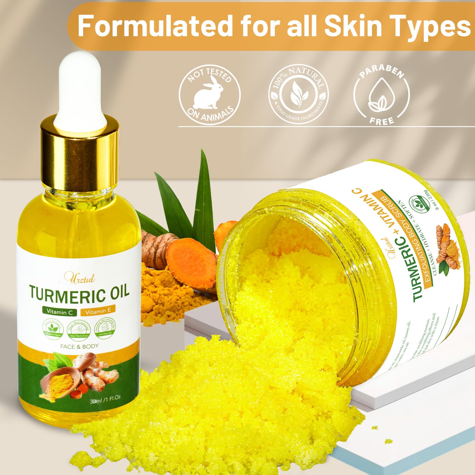 URZTUL Turmeric Scrub near bikini area for gentle exfoliation