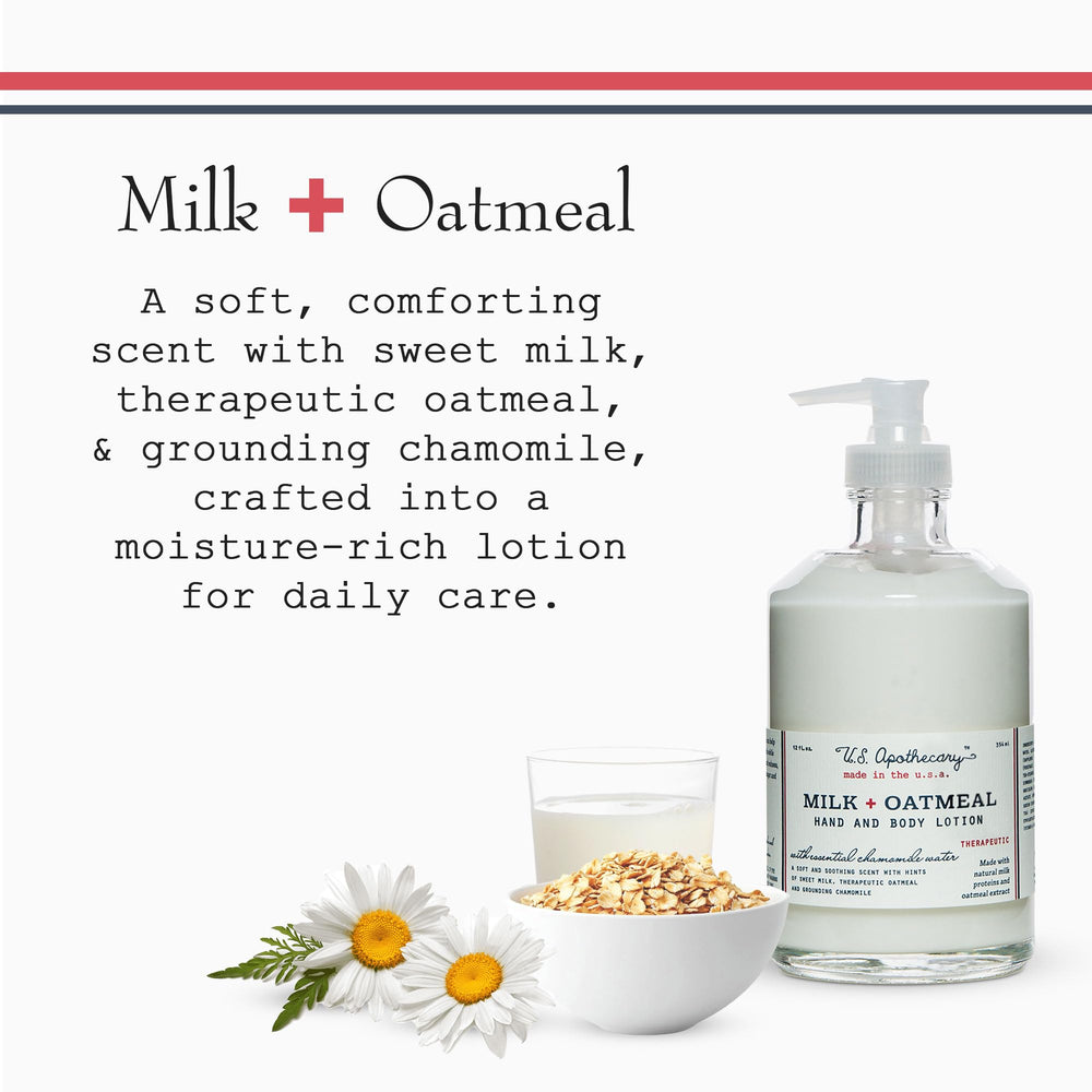Hand applying US Apothecary Milk & Oatmeal lotion