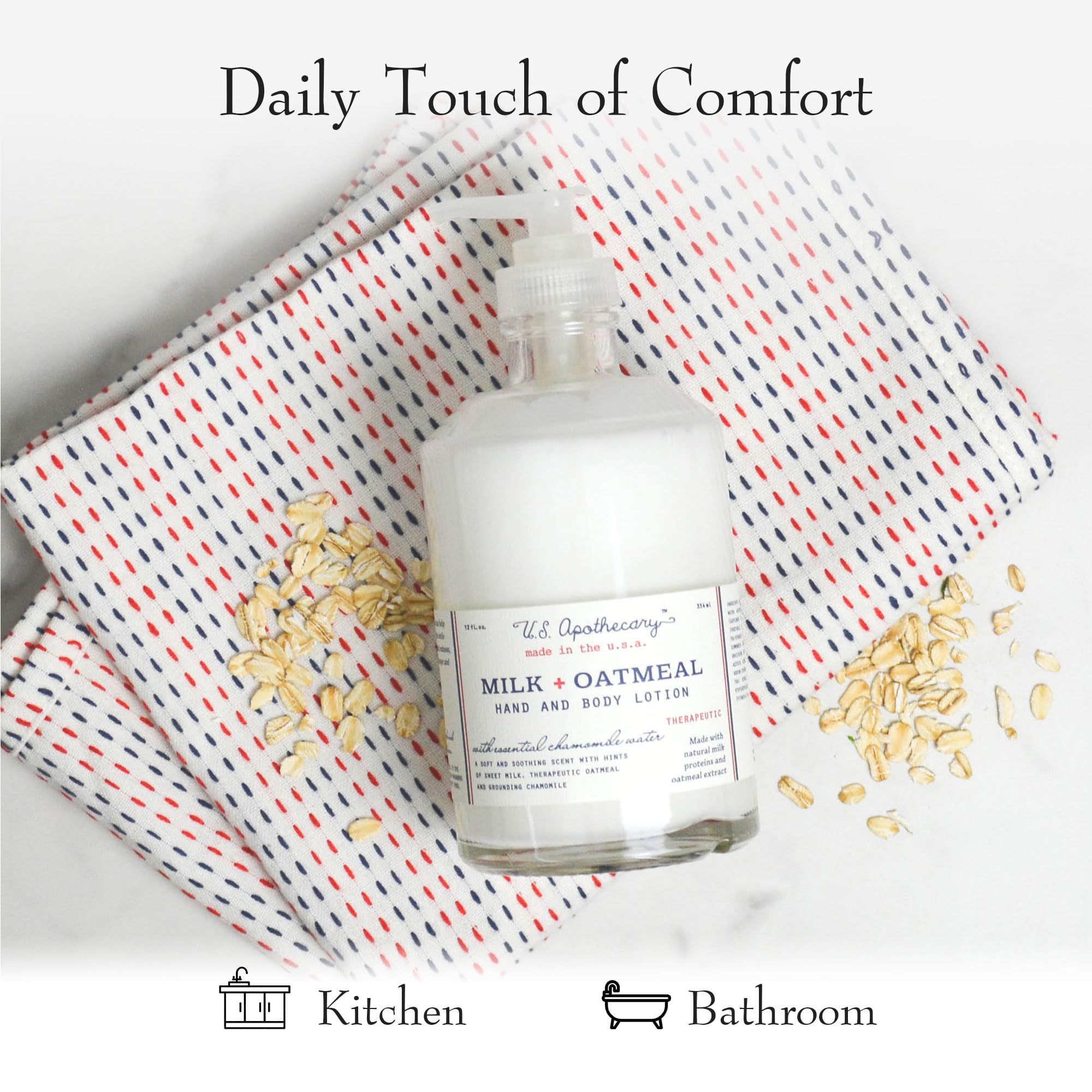 Milk proteins and oatmeal extract in US Apothecary lotion ingredients