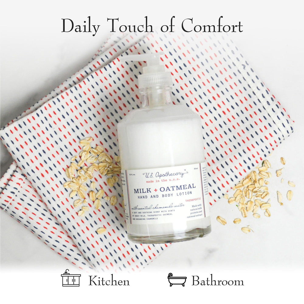Milk proteins and oatmeal extract in US Apothecary lotion ingredients
