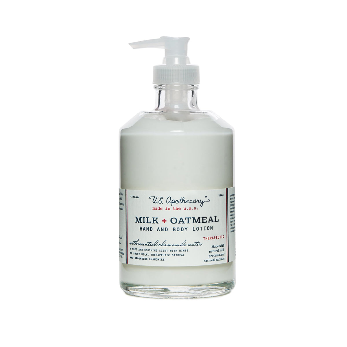 Packaging of US Apothecary Milk & Oatmeal lotion in a gift box