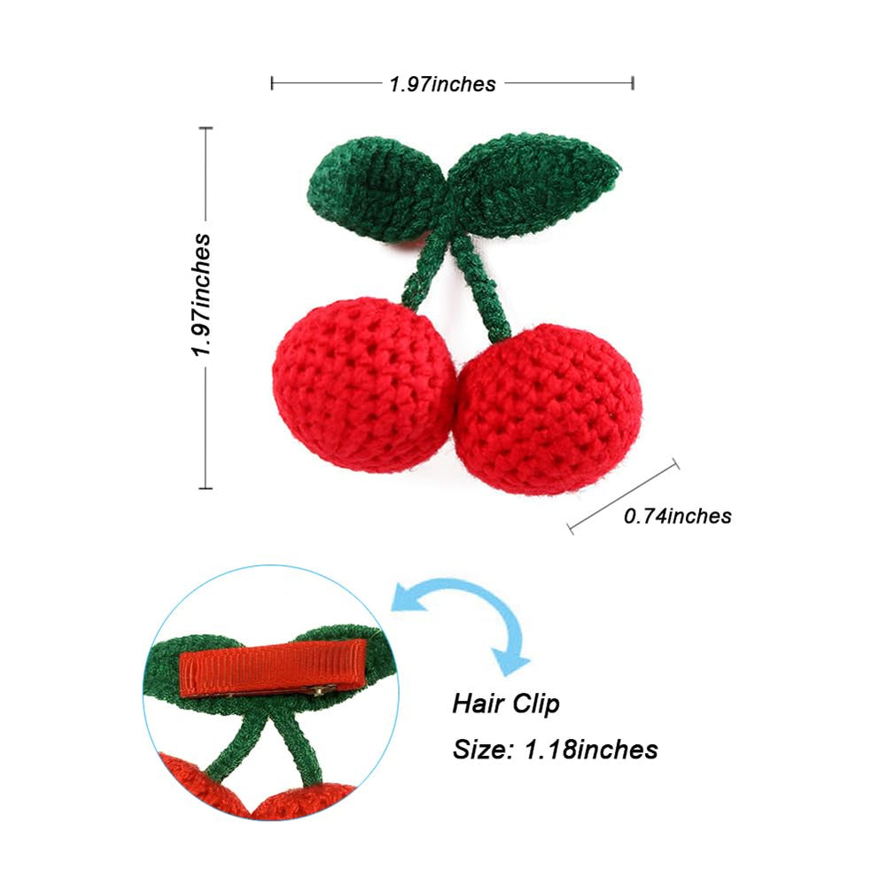 USBCele handmade crochet cherry clip with red and green accents for outfits