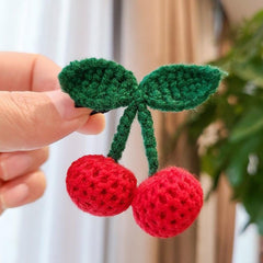 USBCele knit cherry hair slide adds texture to casual looks