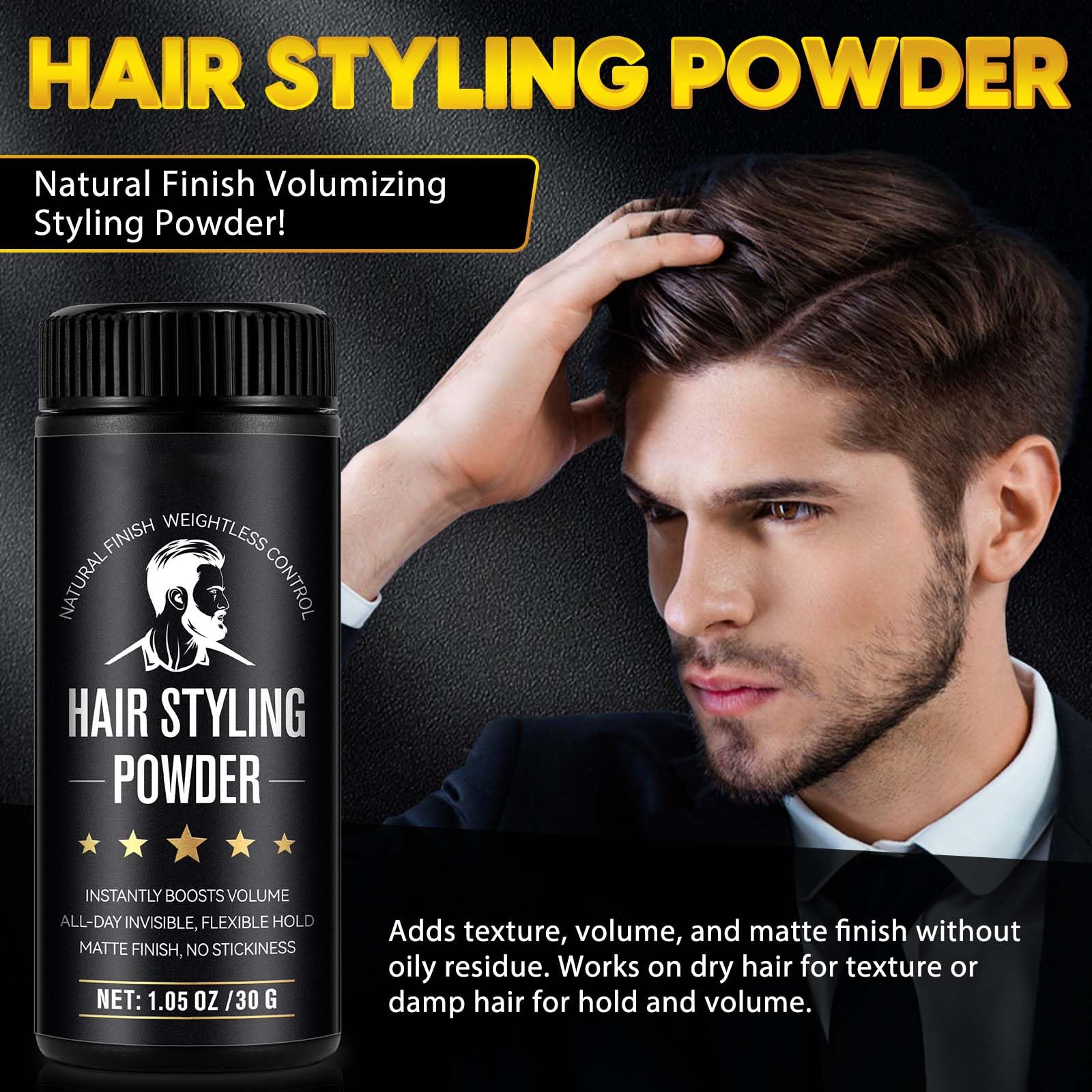 USBSREGARDS Hair Styling Powder Application Closeup demonstrating texture and grip.