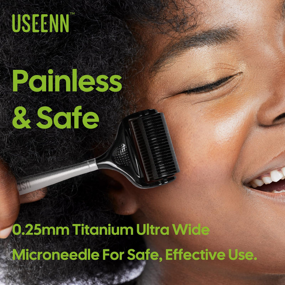 Useenn Ultra Wide Derma Roller designed for face, scalp, and beard maintenance.