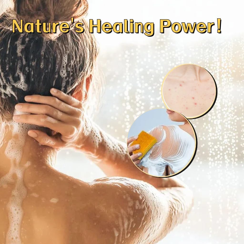 Golden turmeric hue on Uselective soap highlighting soothing botanical blend