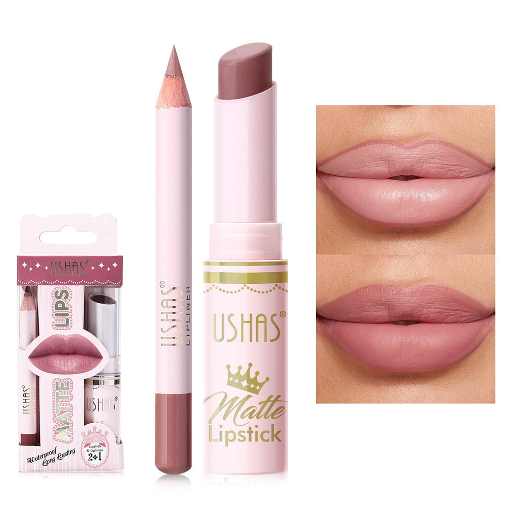USHAS 2in1 dual-head lip liner and lipstick for precise lining and color