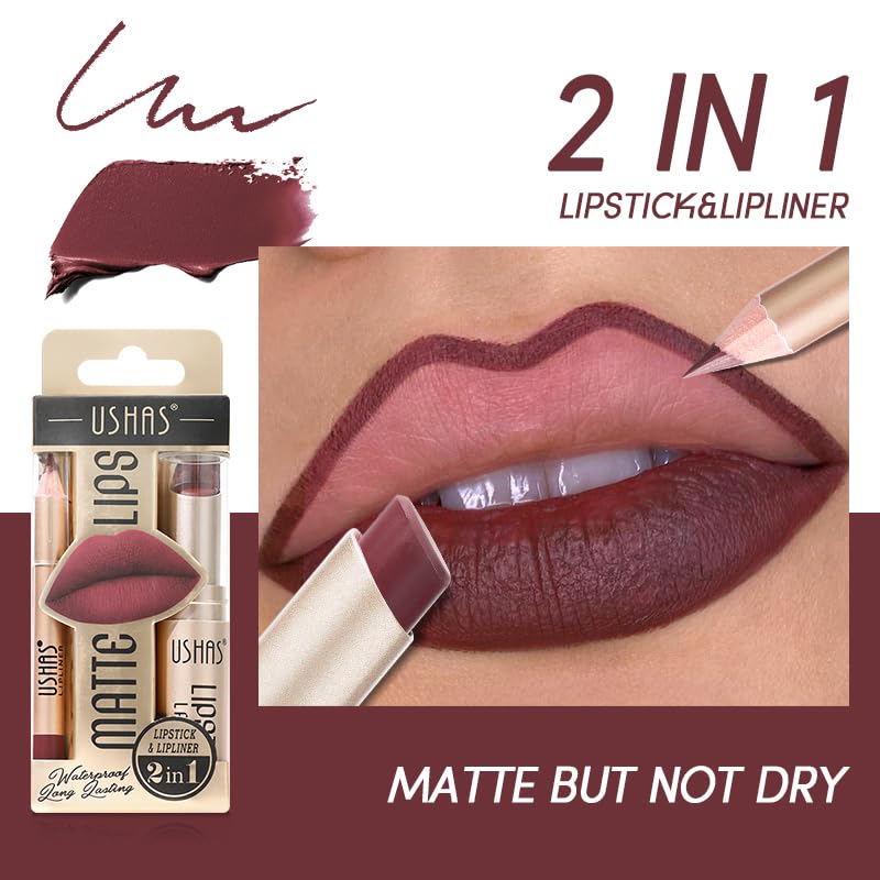 USHAS matte lipstick with bold color and velvet finish for a modern look.