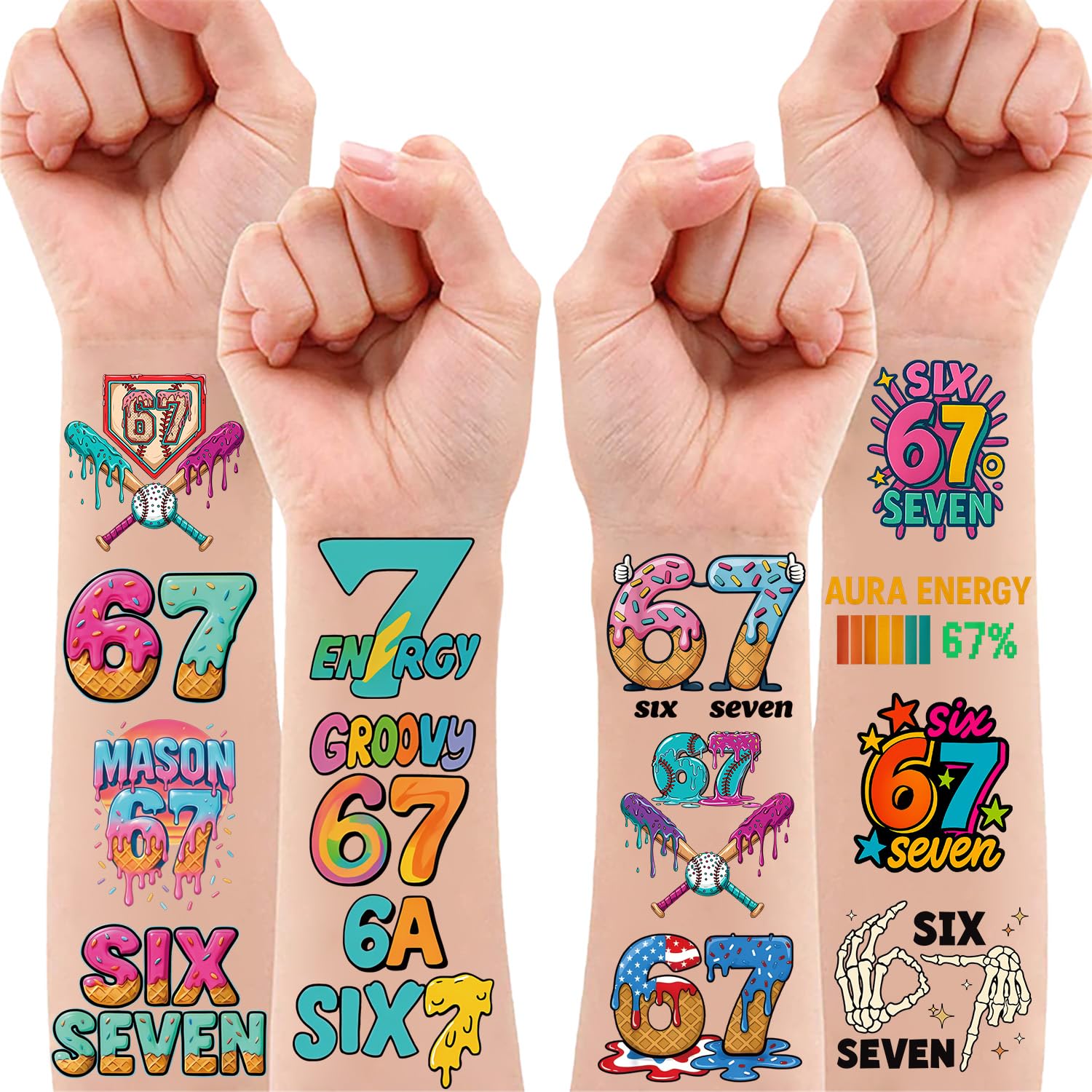 USHJNV 67 donut design tattoo on items adds playful flavor and decorative use cases