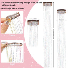 USHUIUS clip-in hair tinsel 50cm length for versatile color accents.
