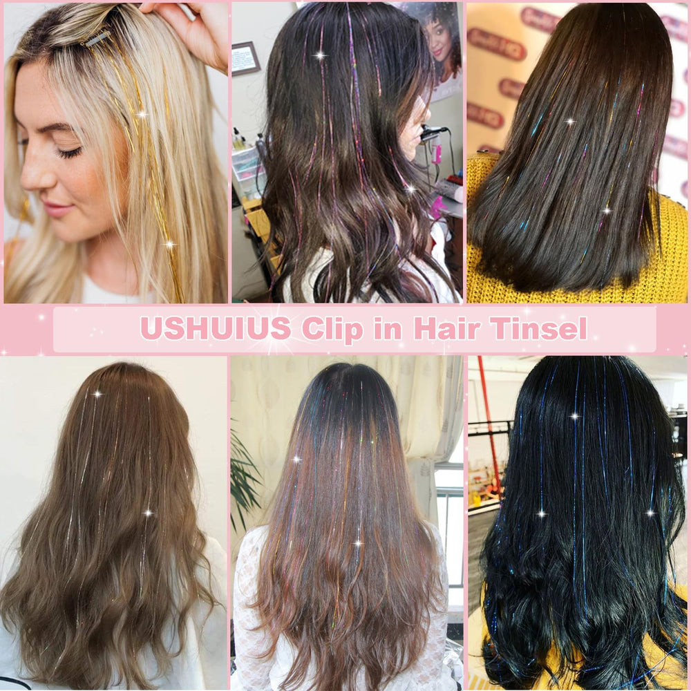 USHUIUS festival glitter hair tinsel for standout party looks.