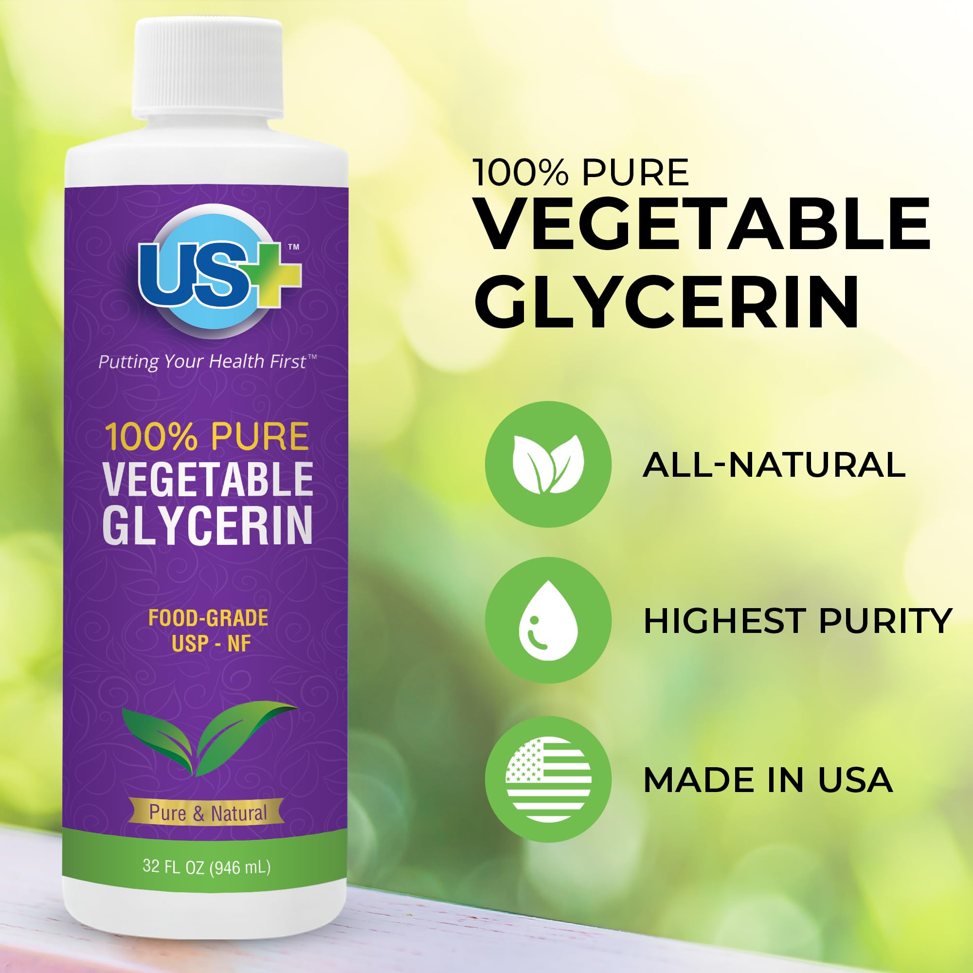 US+ 32oz glycerin pour demonstrates easy application for DIY cosmetics and cleansers