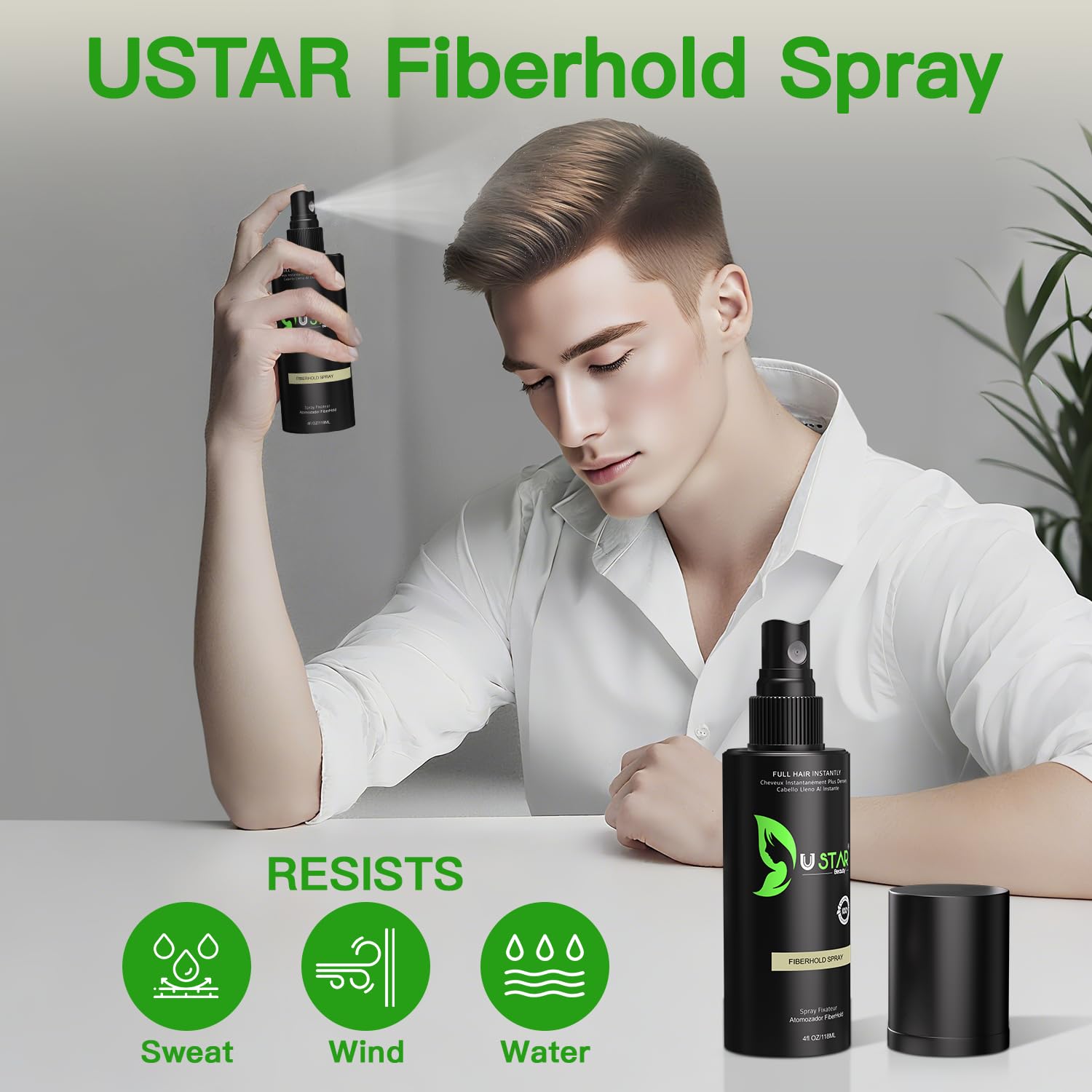 USTAR application: shake bottle and apply to thinning areas