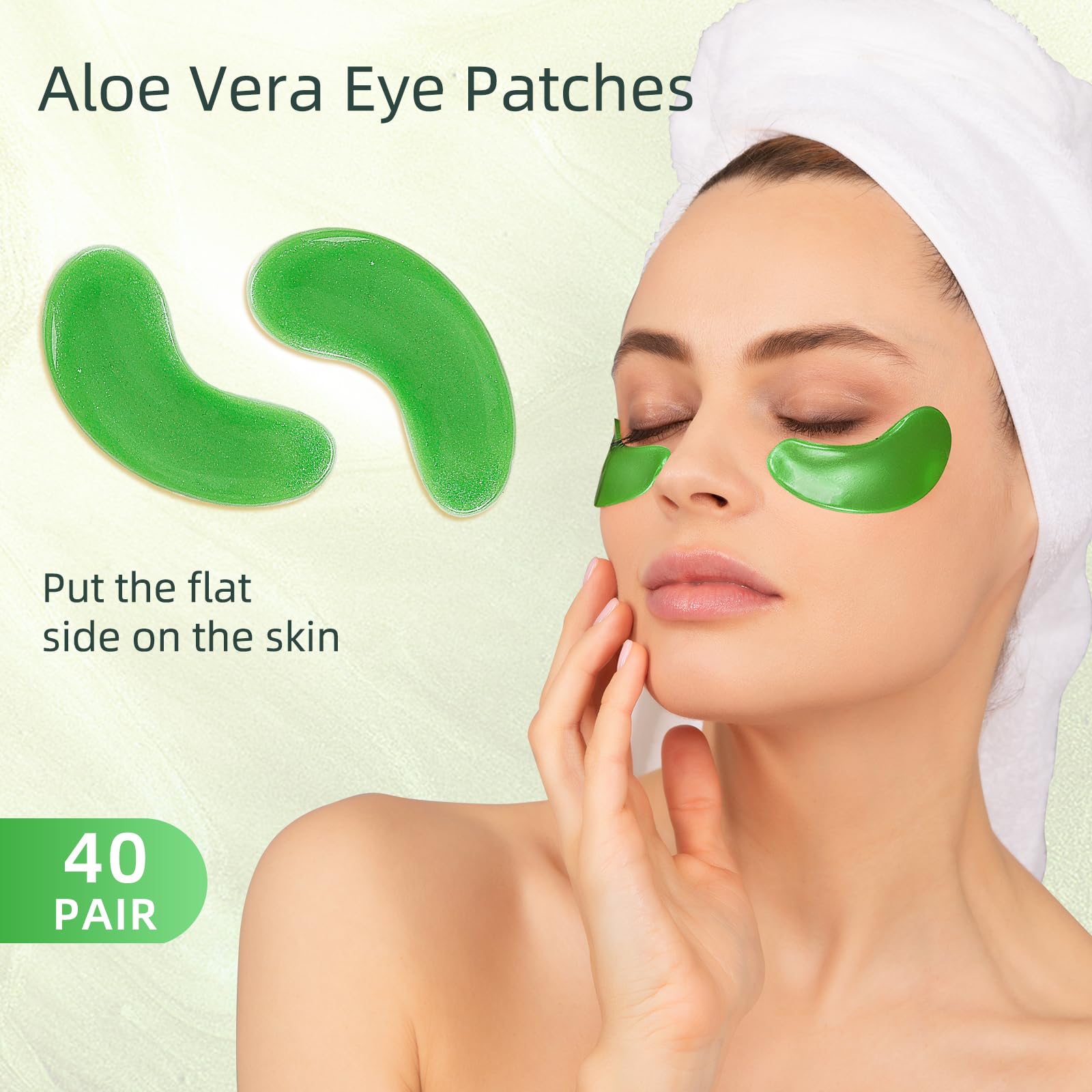 USTELIR aloe vera eye patches close-up highlighting soothing hydration.