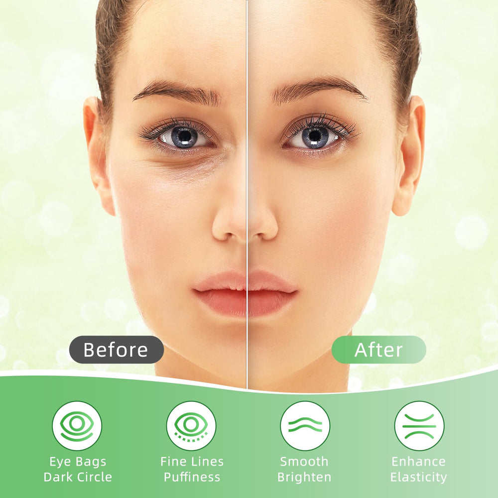 USTELIR patches being applied under the eyes for quick rejuvenation.