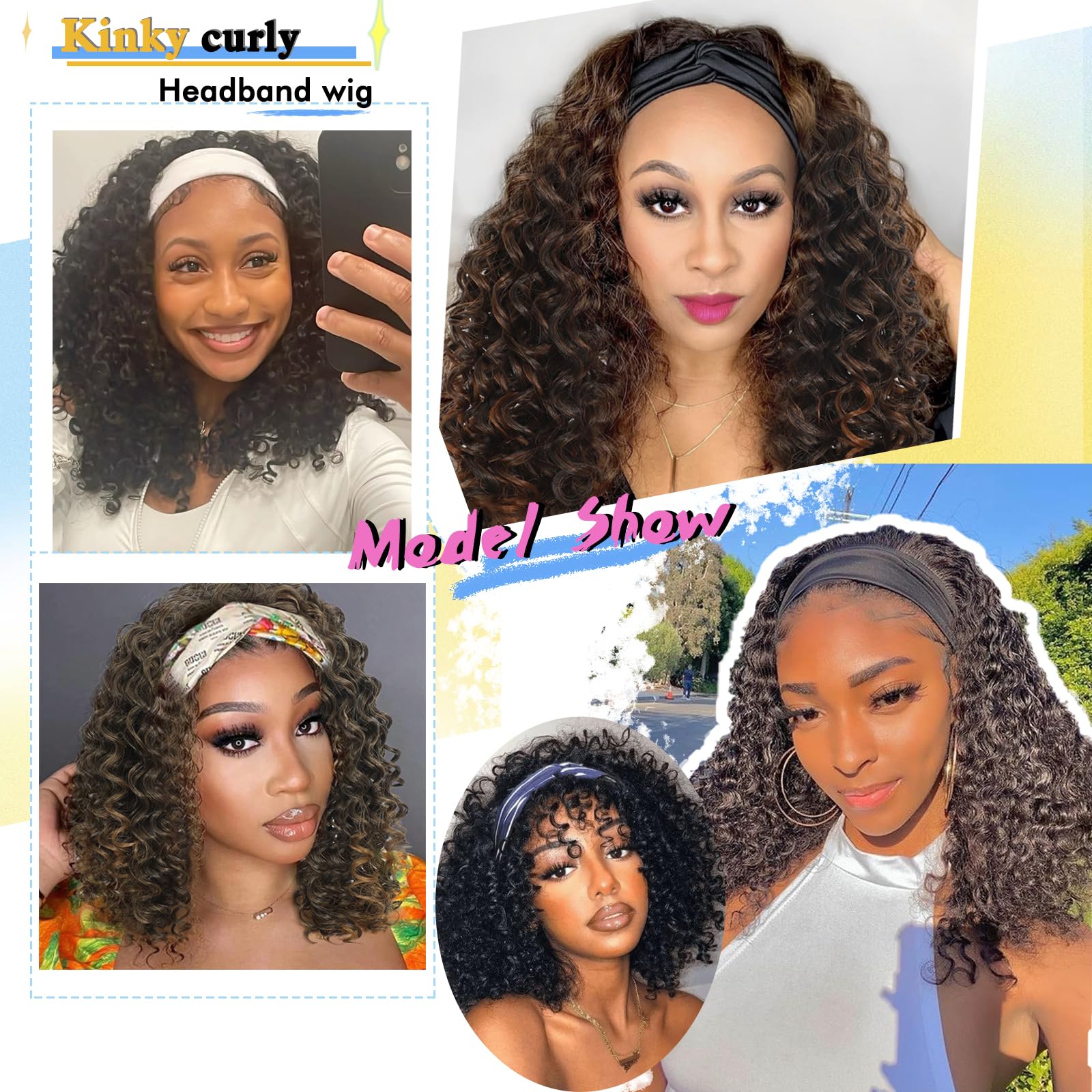 Usweety headband wig care tips shown for maintaining shape and longevity
