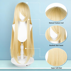 UTIEHD long wig blonde side view shows layered cut for easy styling.