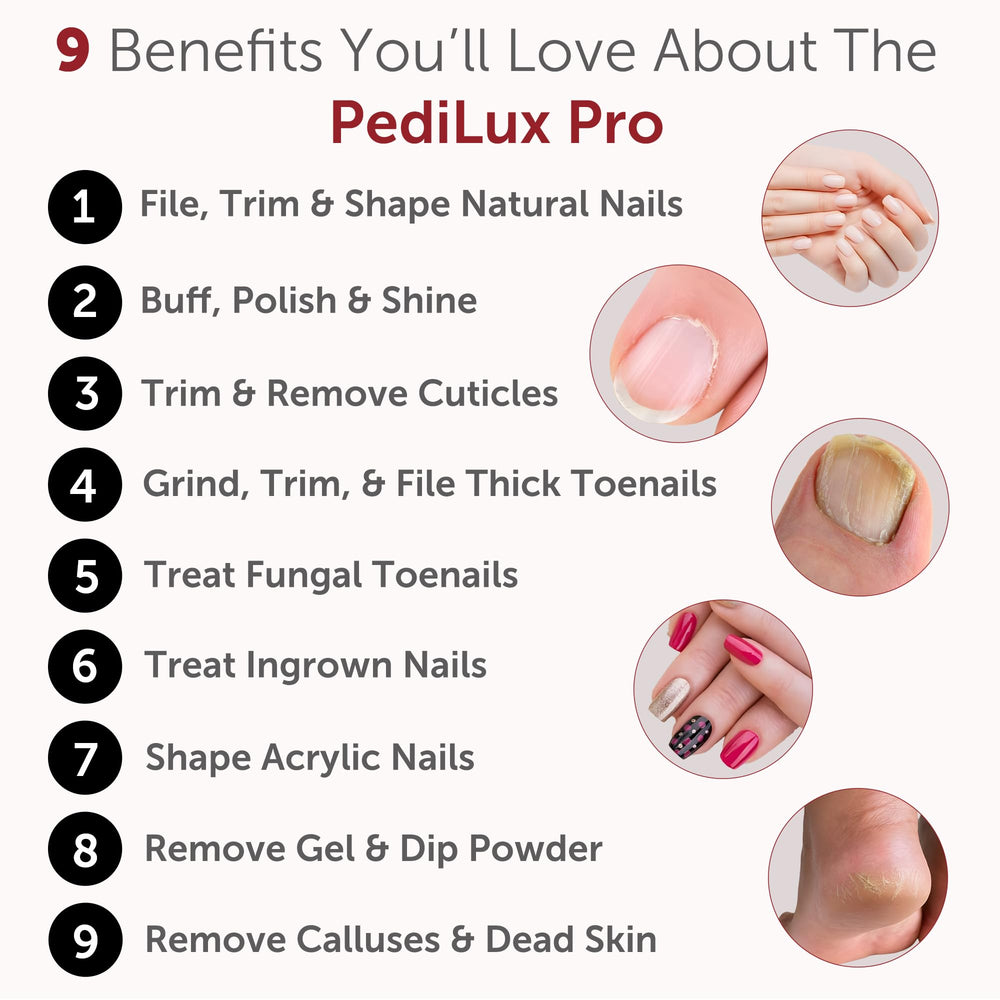 UTILYZE PediLux Pro includes 8 premium nail bits for versatile maintenance.