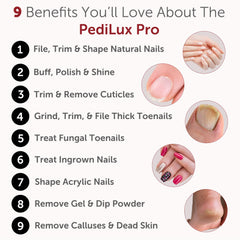 UTILYZE PediLux Pro includes 8 premium nail bits for versatile maintenance.