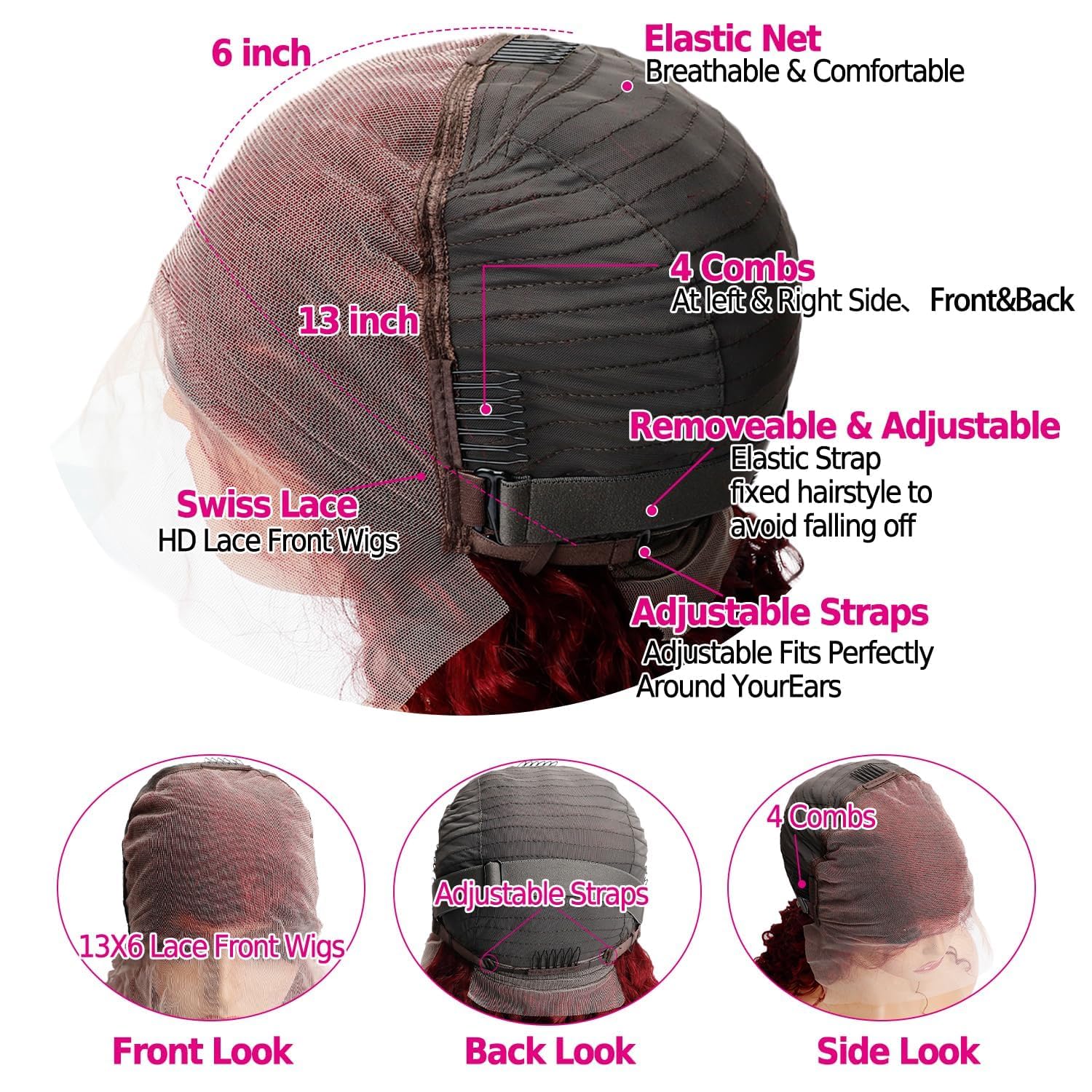 UTracycoy burgundy wig deep wave curls hold well.