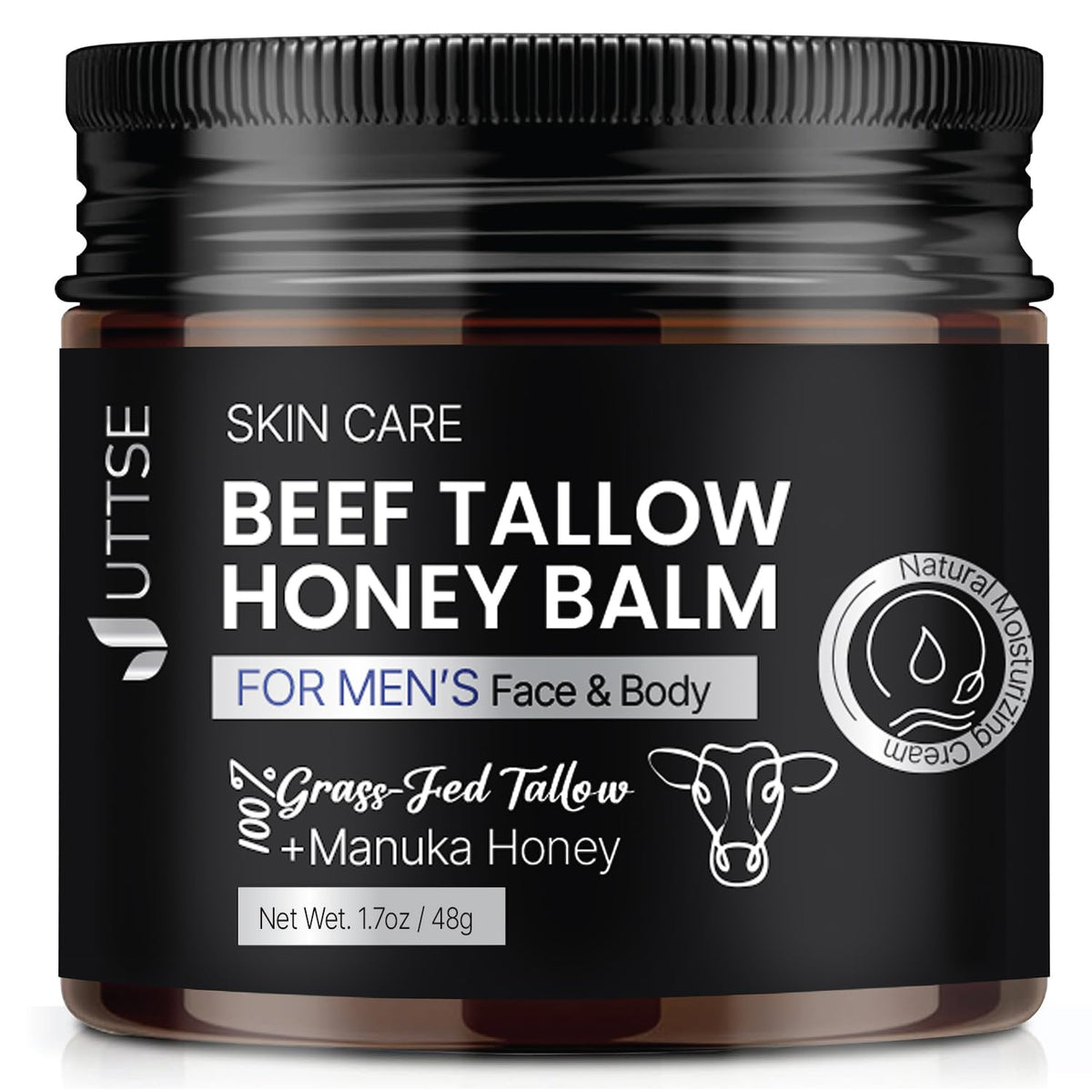 Uttse beef tallow face moisturizer jar closeup for sensitive skin hydration