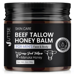 Uttse beef tallow balm jar closeup; rich texture for sensitive skin