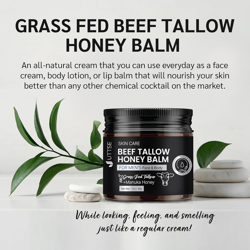 Uttse unscented tallow cream on fingertip for sensitive skin comfort