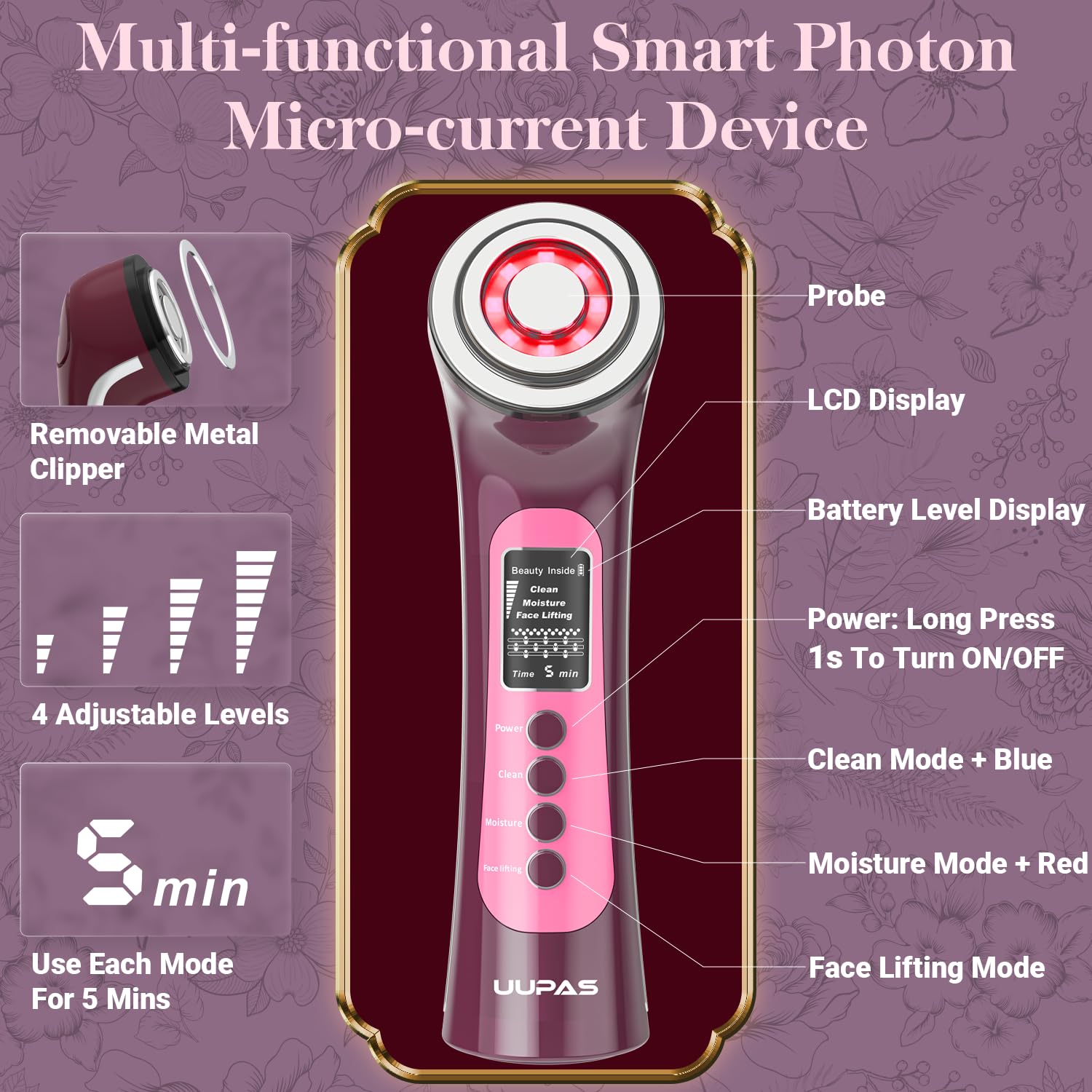 UUPAS rechargeable handheld design for portable skincare on the go
